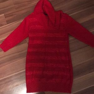 Red sequins girls sweater dress